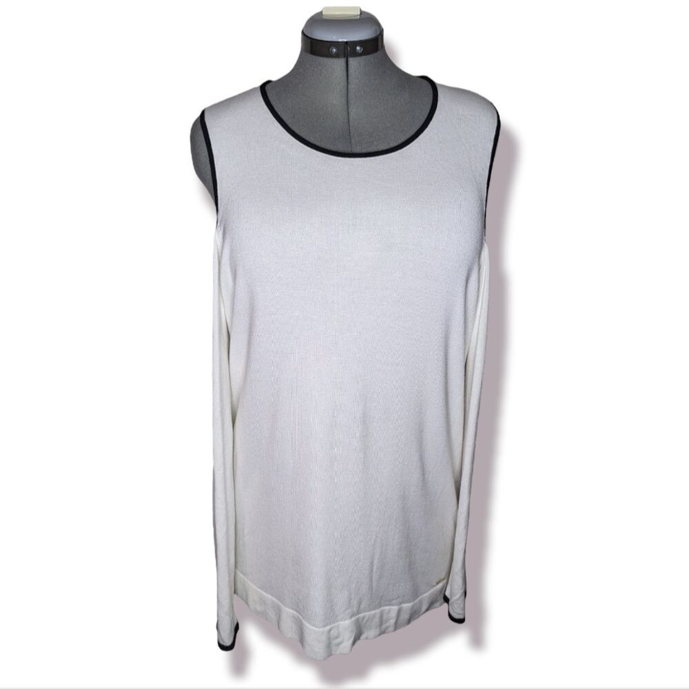 NWT Women's Calvin Klein White Long Sleeve Cold Shoulder Top, Large